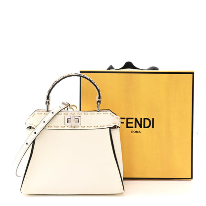 Fendi Cuoio Romano Snakeskin Selleria Mini Peekaboo Iconic Satchel White Stone 13 of 13