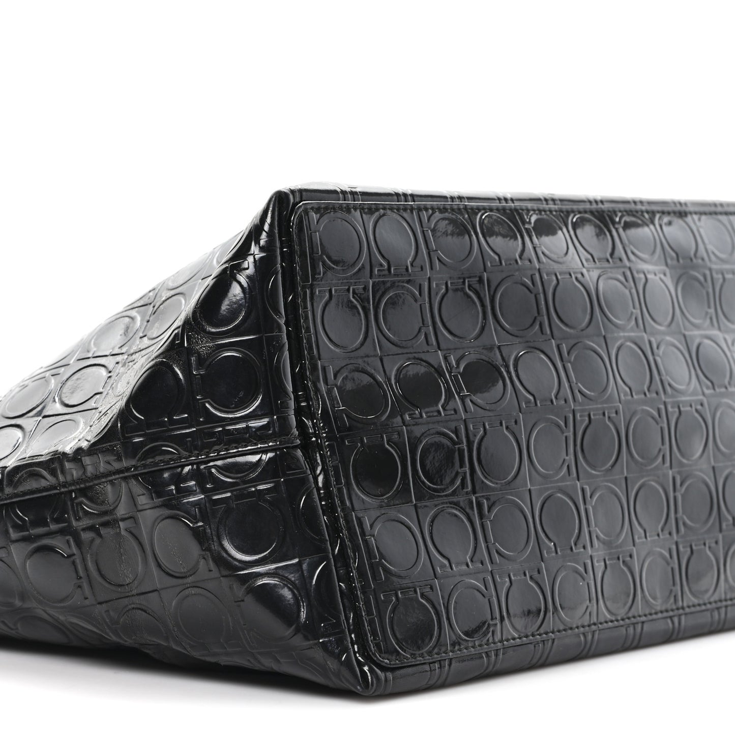 Patent Gancini Embossed Tote Black