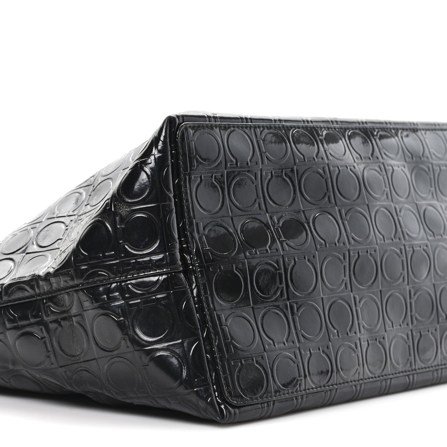 Salvatore Ferragamo Patent Gancini Embossed Tote Black 8 of 11