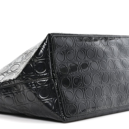Salvatore Ferragamo Patent Gancini Embossed Tote Black 8 of 11