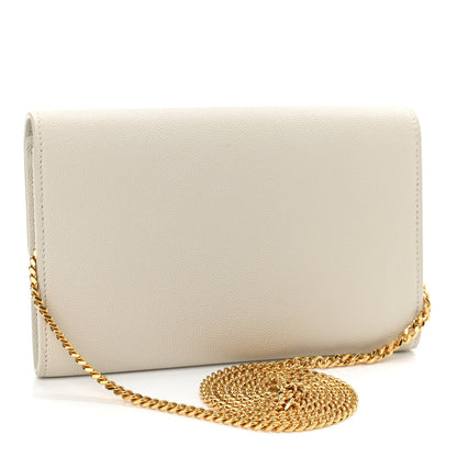 Saint Laurent Grain De Poudre Monogram Uptown Chain Wallet Crema Soft 4 of 11