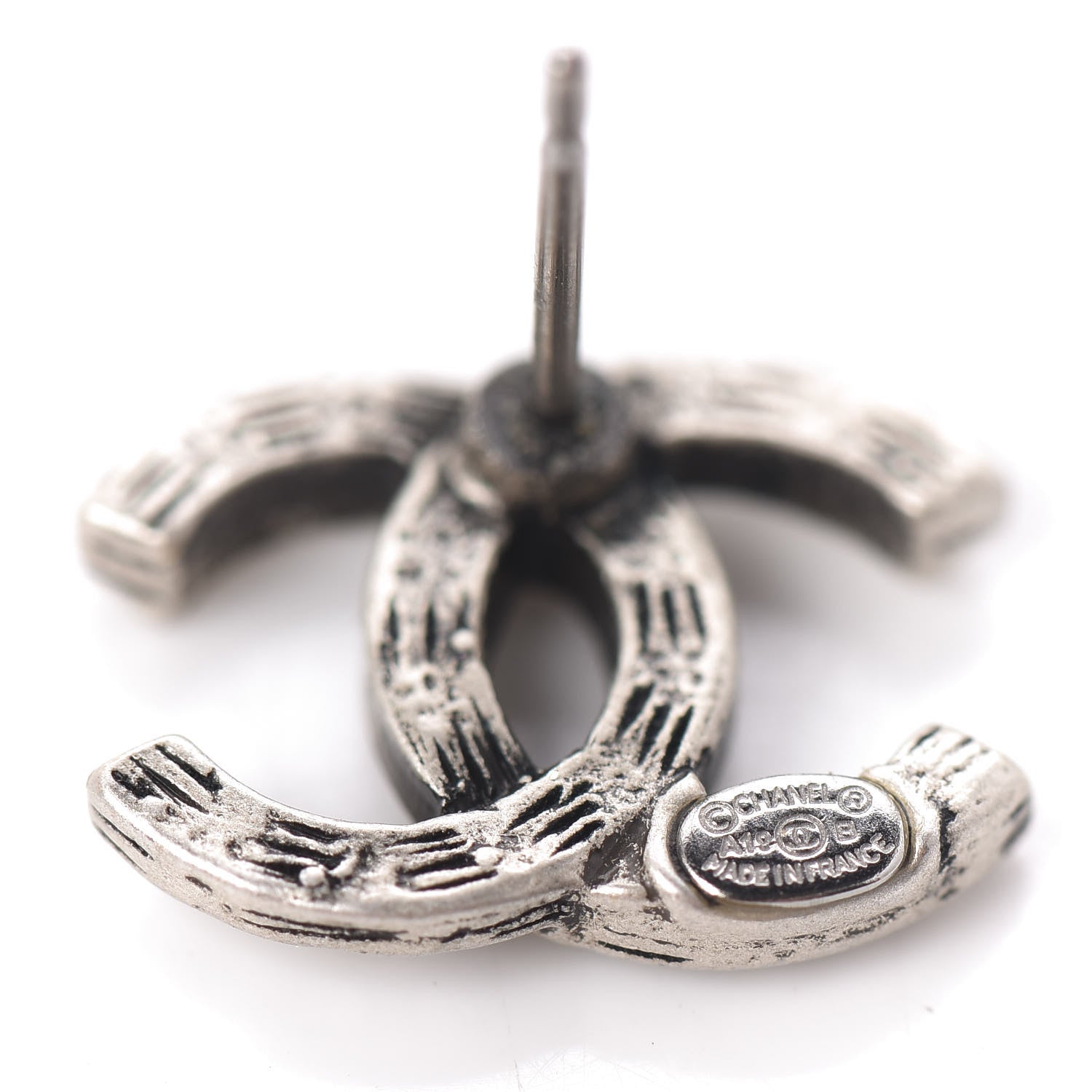 Chanel Crystal Royal Flush CC Stud Earrings Silver 4 of 4