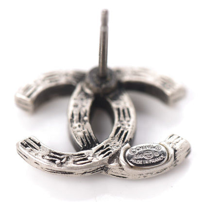 Chanel Crystal Royal Flush CC Stud Earrings Silver 4 of 4