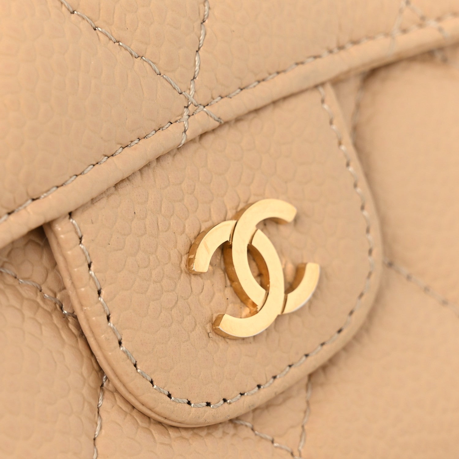 Chanel Caviar Quilted Large Gusset Flap Wallet Beige 8 of 13