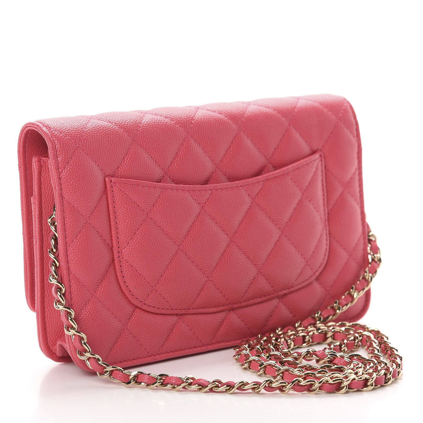 Caviar Quilted French New Wave Chain CC Wallet On Chain WOC Pink