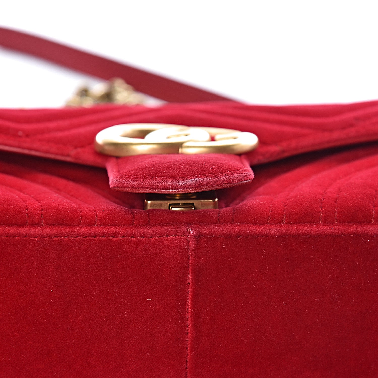 Gucci Velvet Matelasse Small GG Marmont Shoulder Bag Hibiscus Red 11 of 12