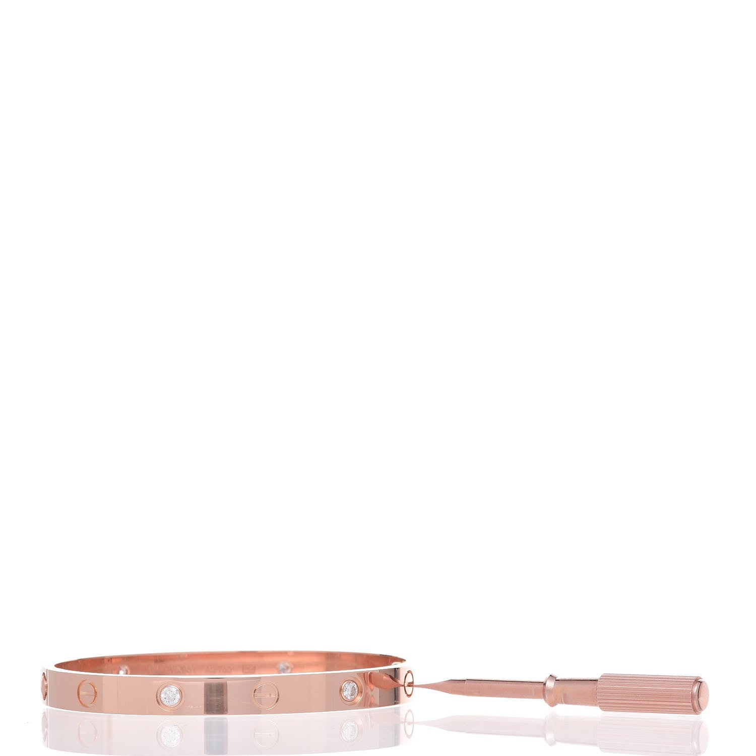 Cartier 18K Pink Gold 4 Diamond LOVE Bracelet 17 5 of 6