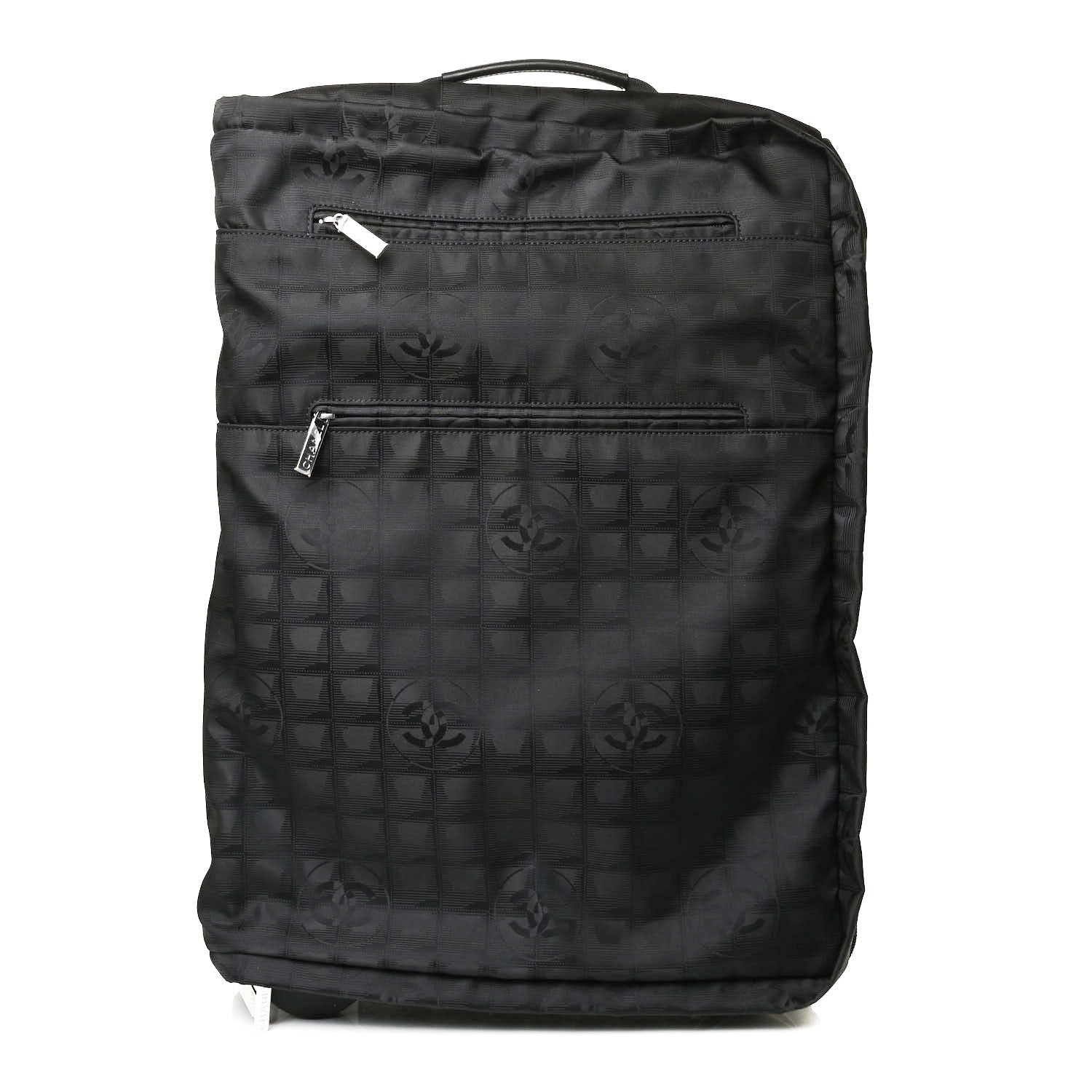 Chanel Nylon Travel Trolley Rolling Luggage Black 1 of 16
