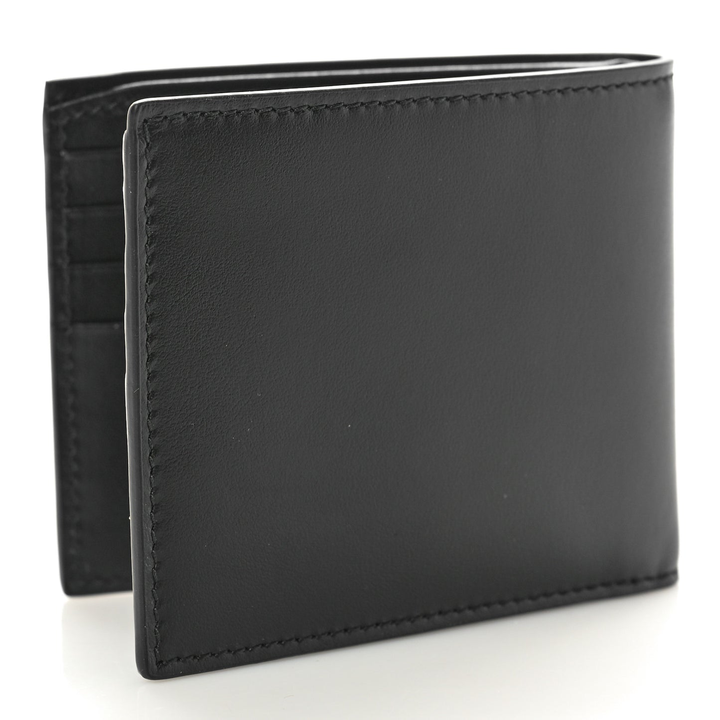 Plutone Calfskin Logo Bi-Fold Wallet Black