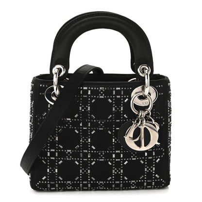 Christian Dior Satin Crystal Cannage Mini Lady Dior Black 1 of 9