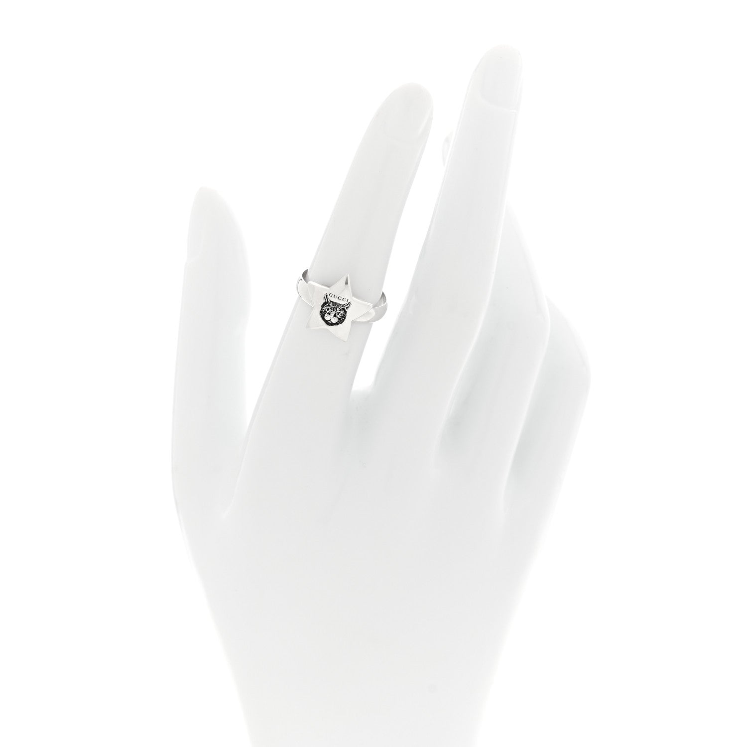 Gucci Sterling Silver Blind for Love Star Cat Ring 51 5.75 2 of 6