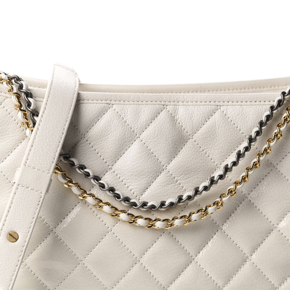Chanel Patent Goatskin Quilted Medium Gabrielle Hobo White 10 of 10