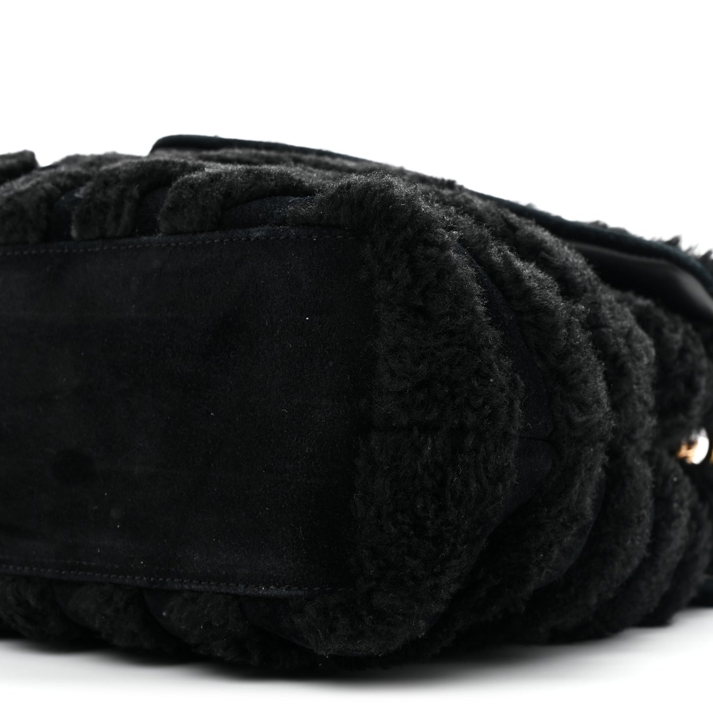 Shearling Y Quilted Monogram Medium Loulou Chain Satchel Black