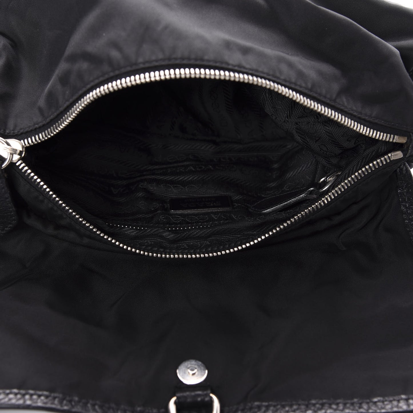 Nylon Vitello Daino Shoulder Bag Black
