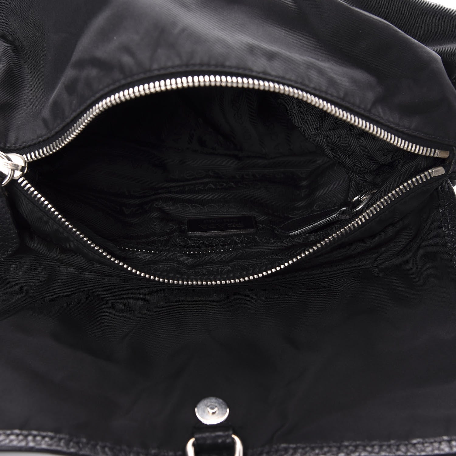 Prada Nylon Vitello Daino Shoulder Bag Black 4 of 9