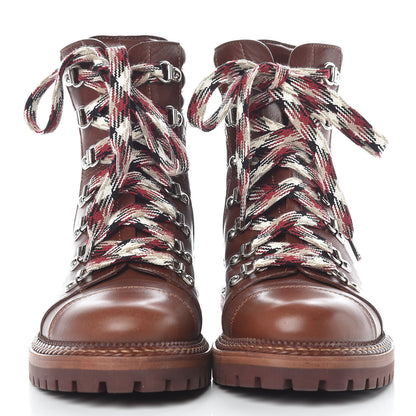 Chanel Lambskin Quilted Lace Up Boots 37.5 Brown 2 of 8