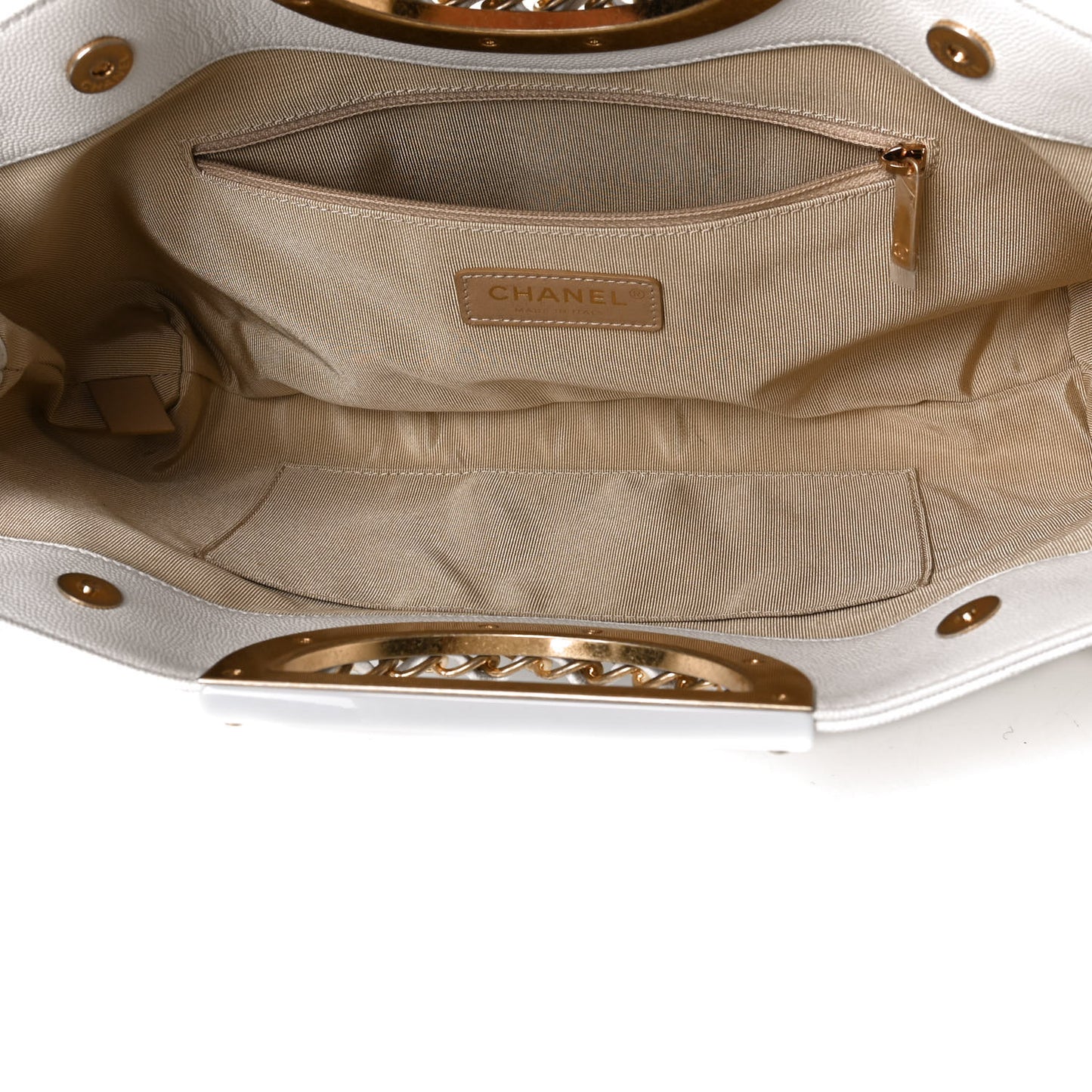 Caviar Quilted A Real Catch Clutch White