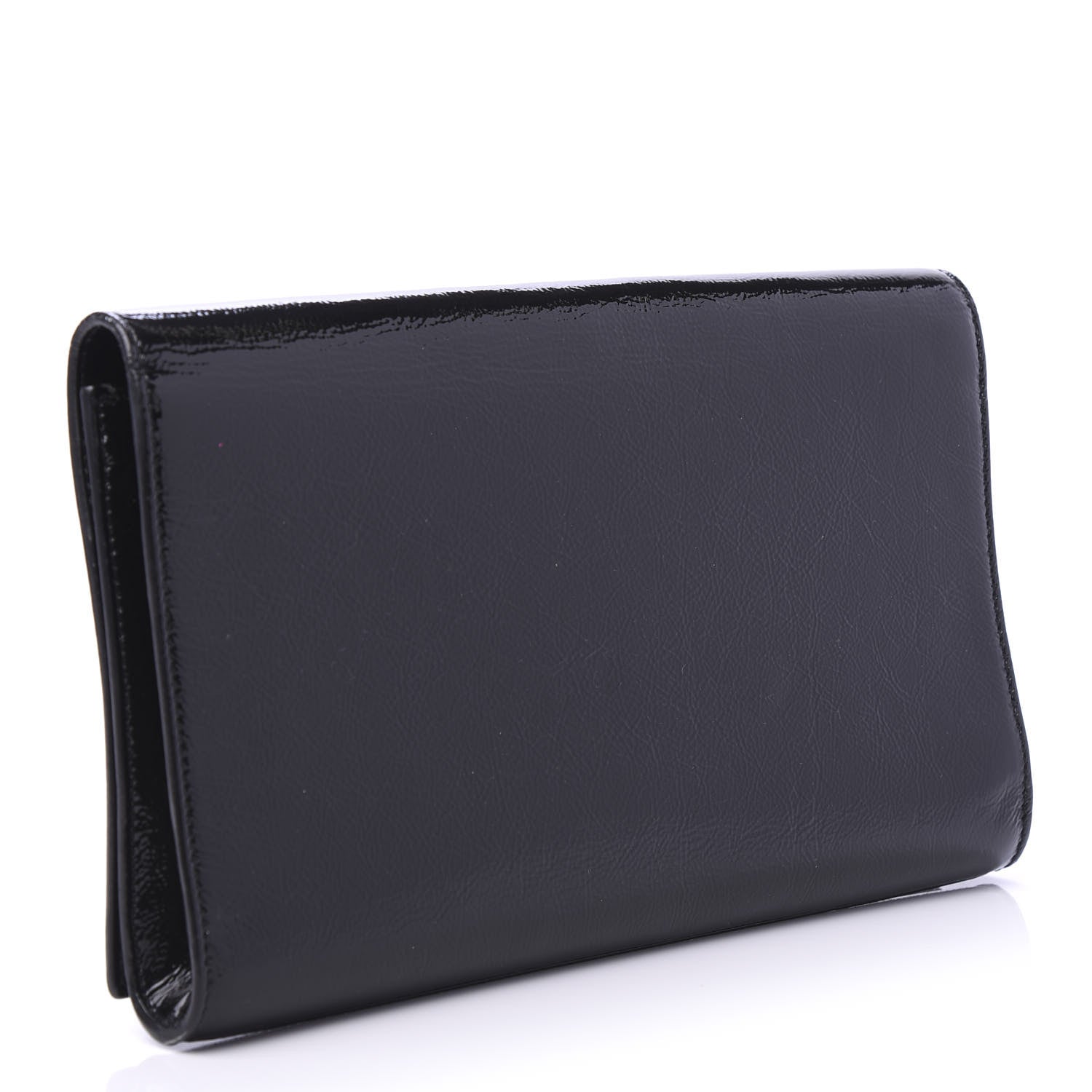Saint Laurent Textured Patent Monogram Large Belle De Jour Clutch Black 3 of 9