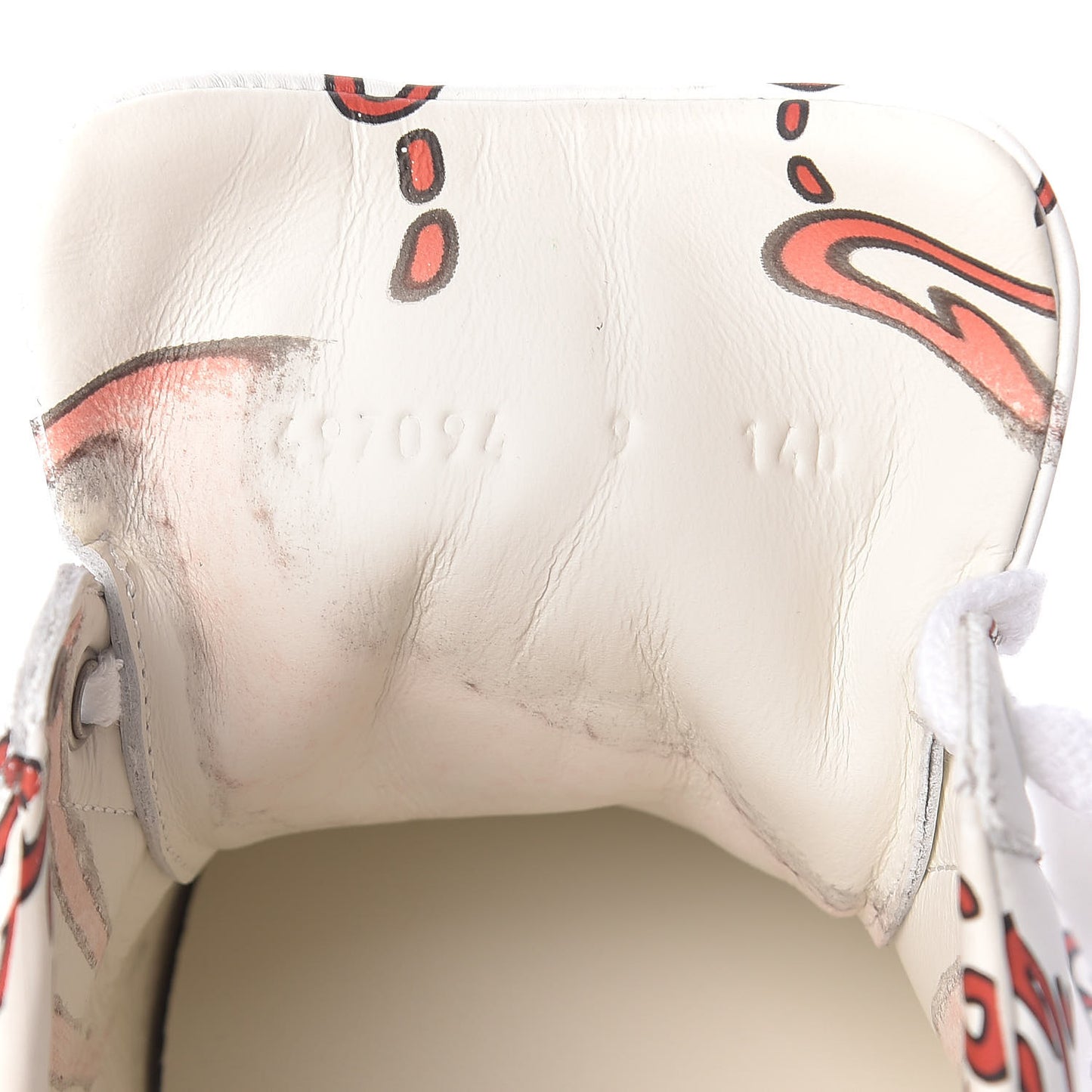 Calfskin GucciGhost Print Mens Ace Sneakers 9 White Hibiscus Red