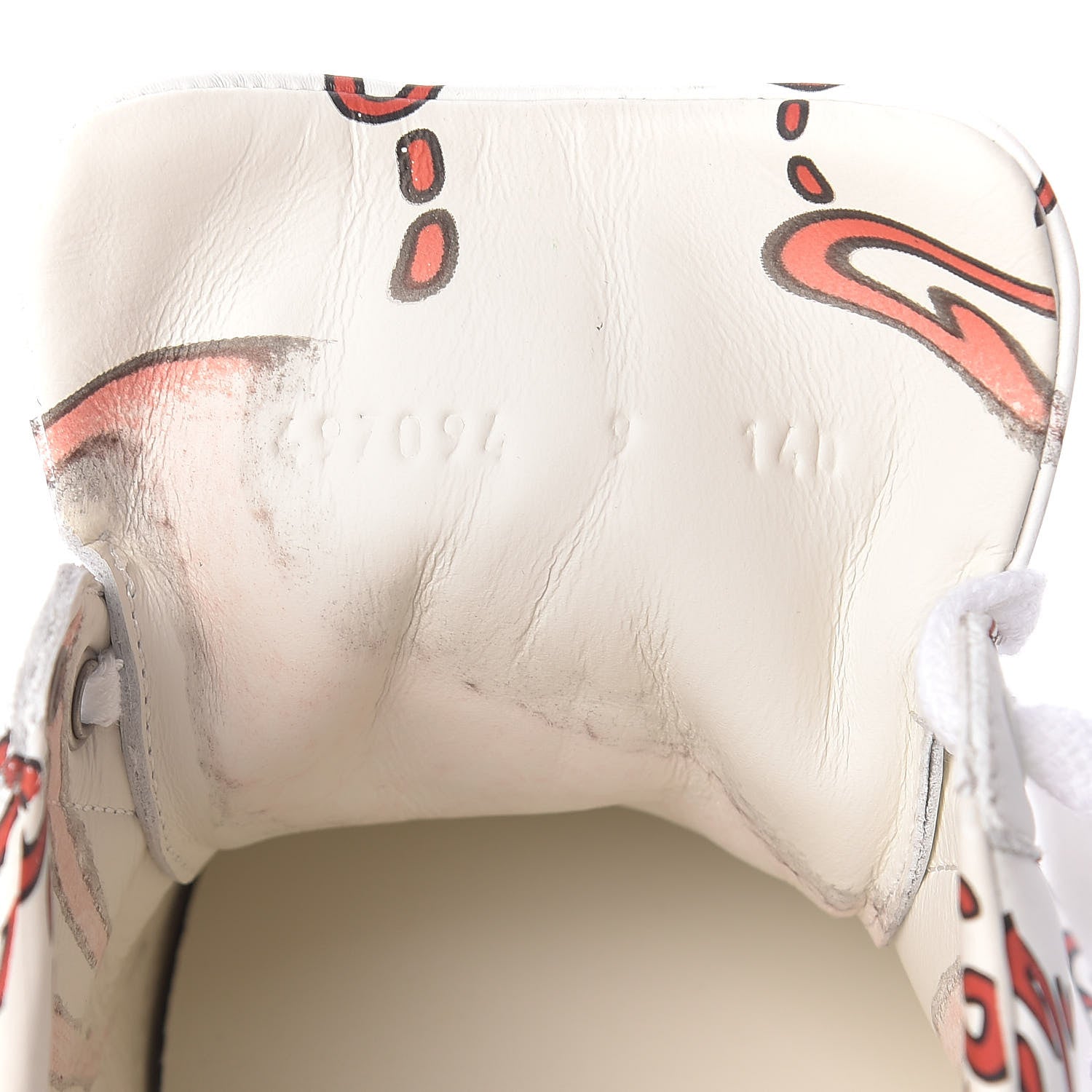 Gucci Calfskin GucciGhost Print Mens Ace Sneakers 9 White Hibiscus Red 11 of 12