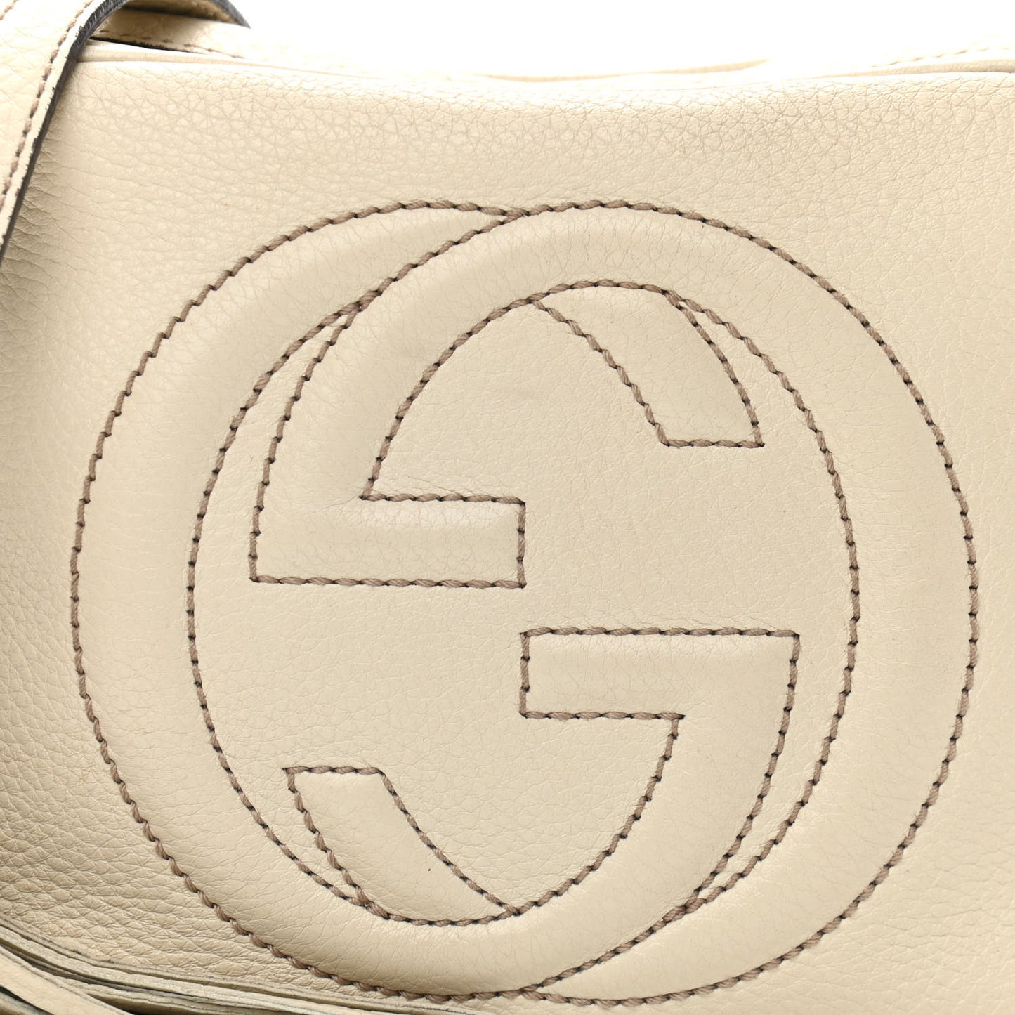 Pebbled Calfskin Small Soho Disco Bag Off White