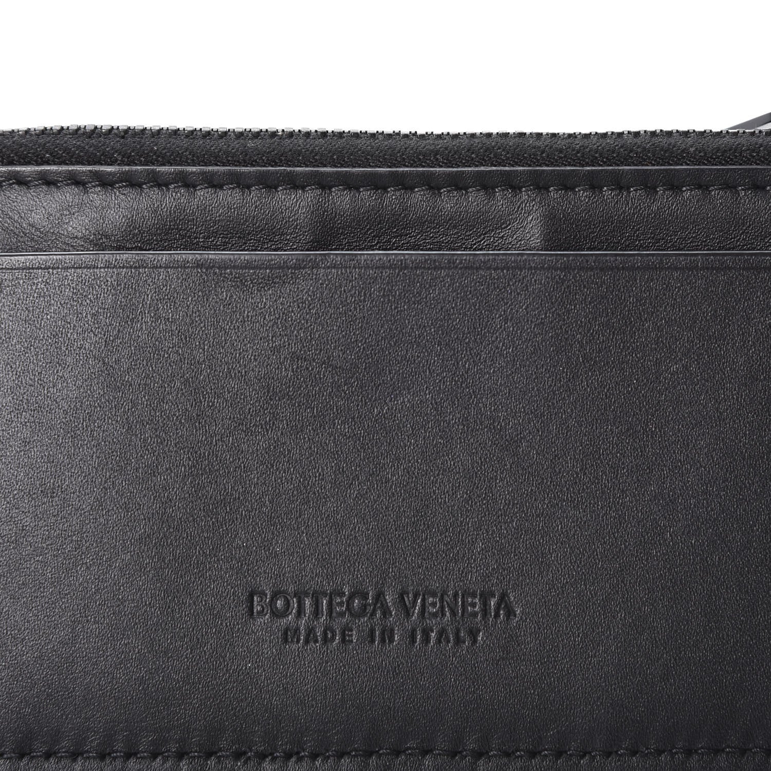 Bottega Veneta Calfskin Intrecciato Zip Card Holder Black 7 of 8