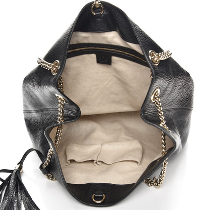 Gucci Pebbled Calfskin Large Soho Chain Shoulder Bag Black 5 of 10