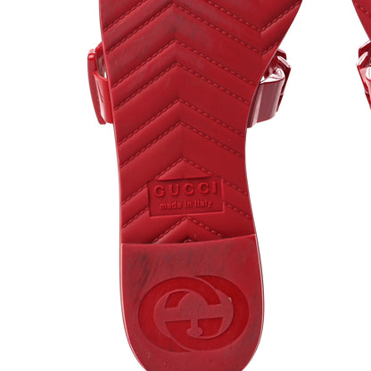 Gucci Rubber Womens Slide Sandals 36 Hibiscus Red 6 of 8