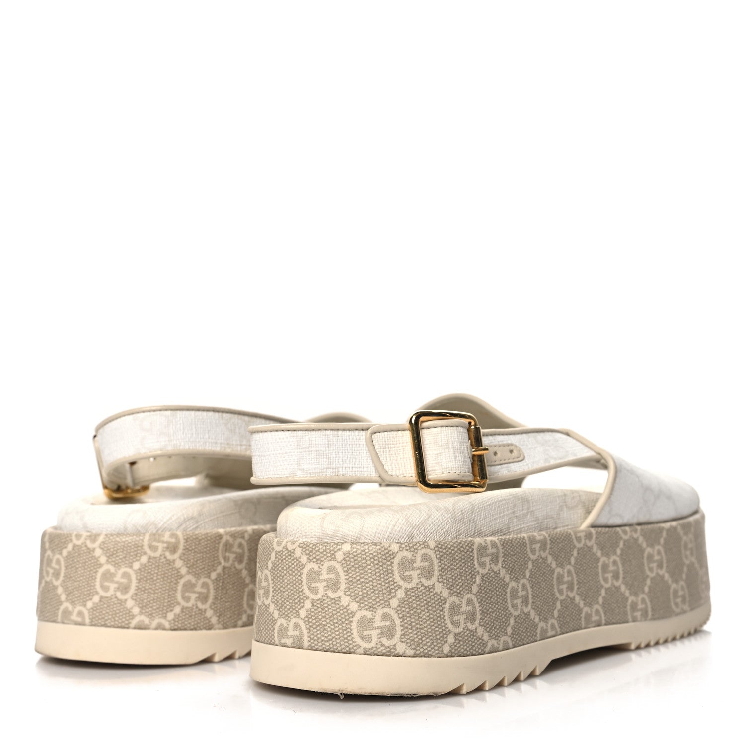 Gucci GG Supreme Monogram Granada Kid Angelina Platform 35mm Slingback Sandals 37.5 White Mystic White 5 of 9