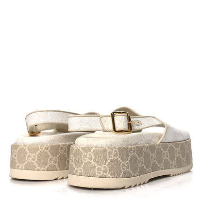 Gucci GG Supreme Monogram Granada Kid Angelina Platform 35mm Slingback Sandals 37.5 White Mystic White 5 of 9