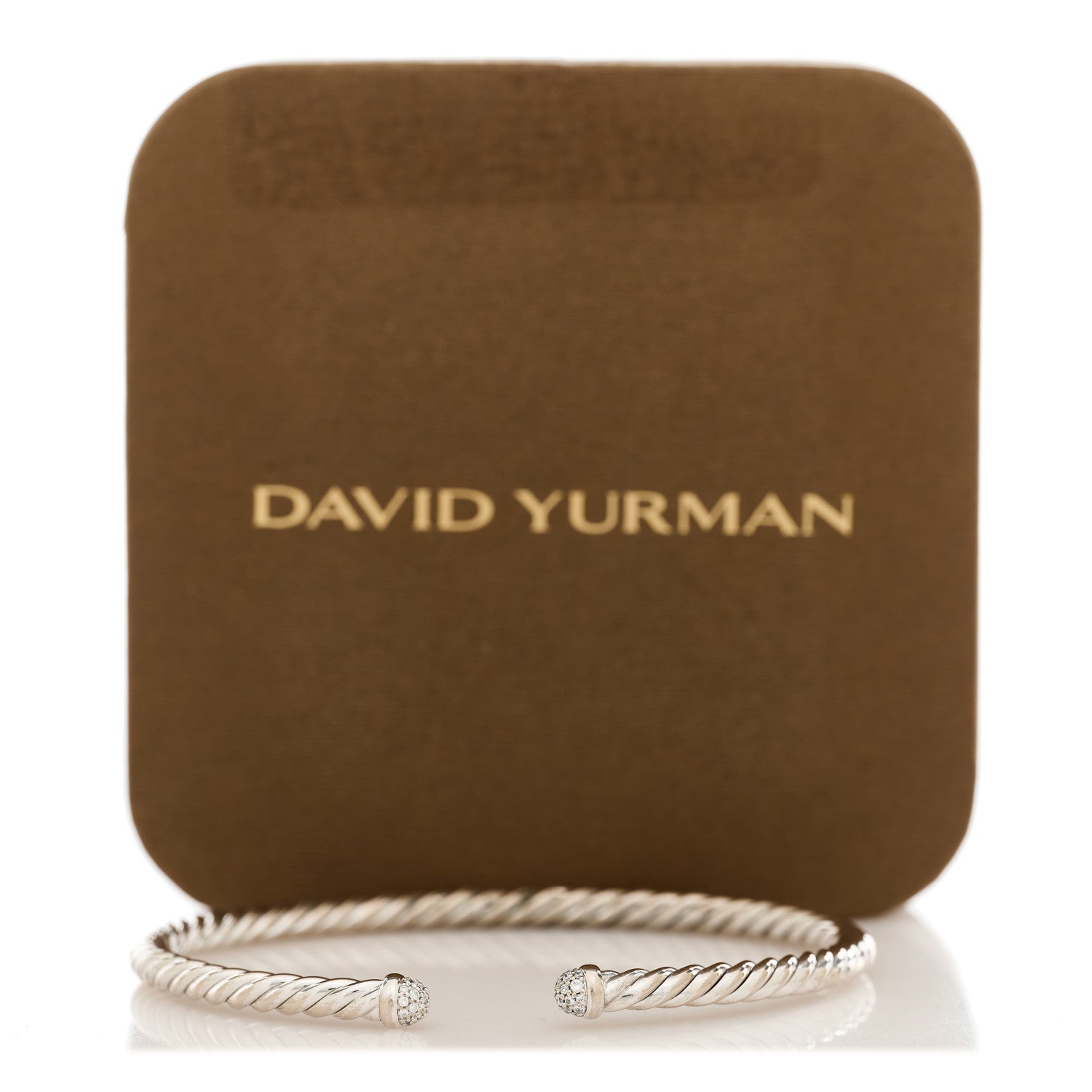David Yurman 18K White Gold Diamond 4mm Cable Flex Cuff Bracelet 4 of 4