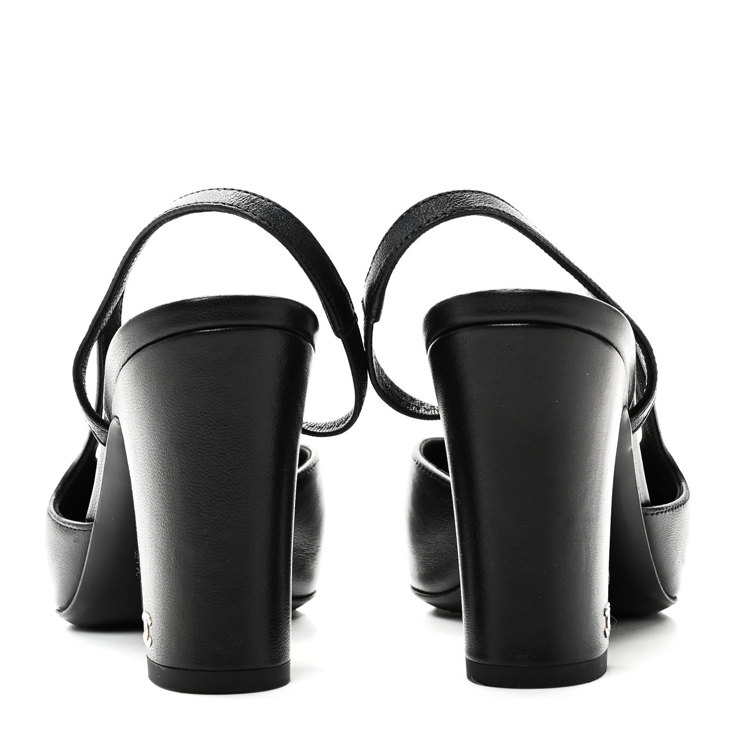 Lambskin Grosgrain Cap Toe CC Slingback Pumps 37 Black