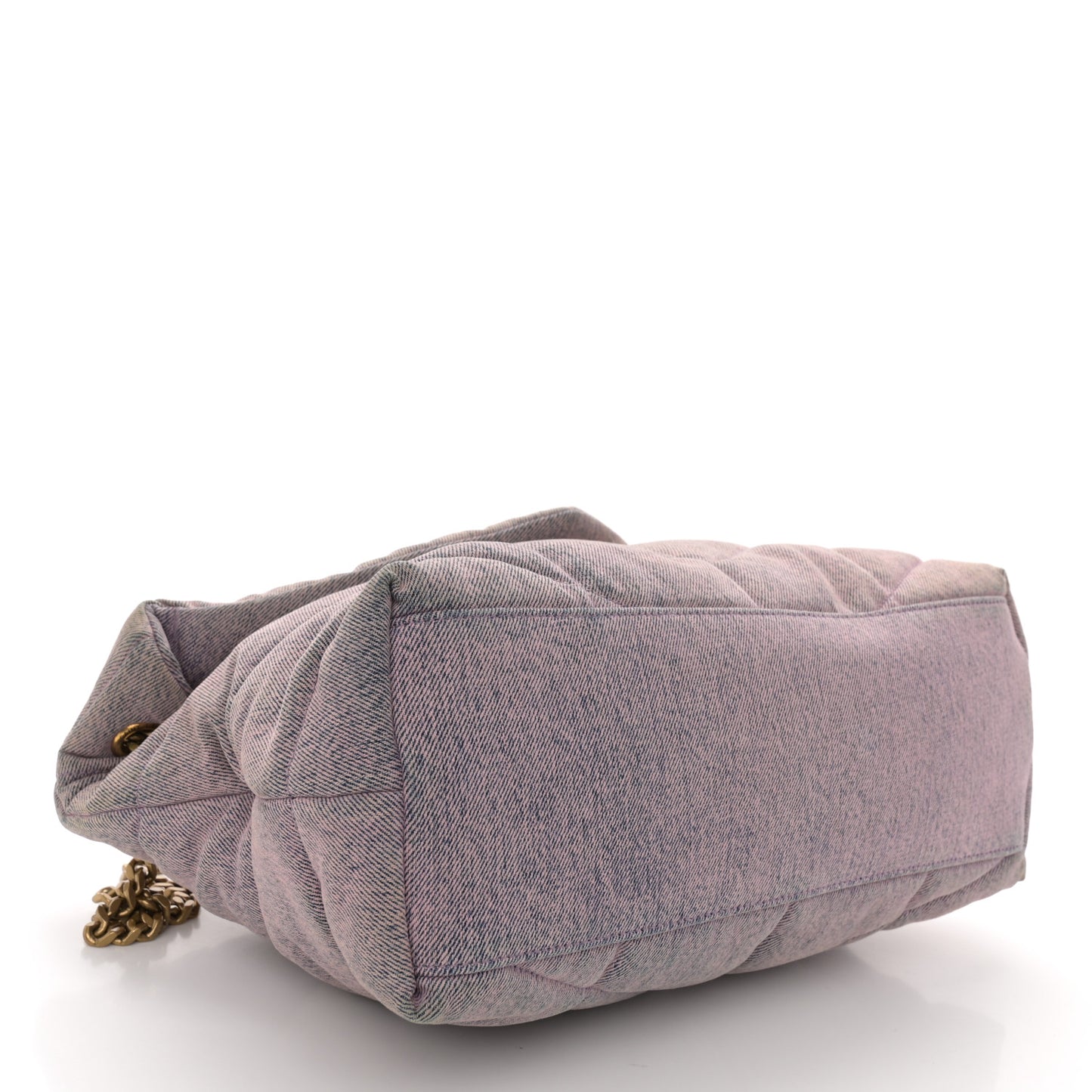 Denim Quilted Medium Loulou Puffer Monogram Chain Satchel Bleached Lilac