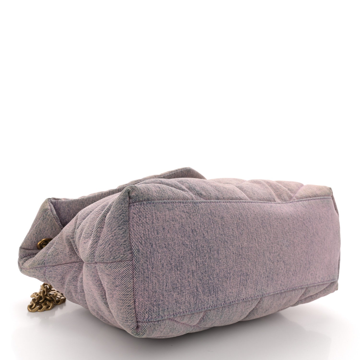 Saint Laurent Denim Quilted Medium Loulou Puffer Monogram Chain Satchel Bleached Lilac 4 of 11