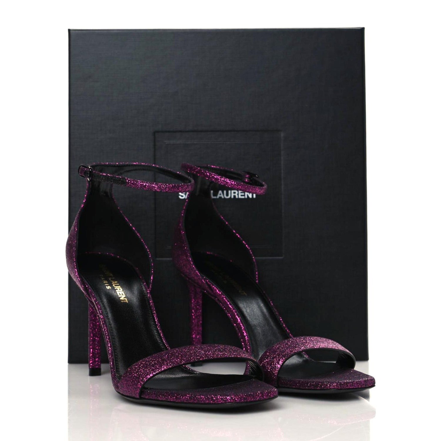 Saint Laurent Glitter Amber 85 Ankle Strap Sandals 39 Fuchsia 10 of 10