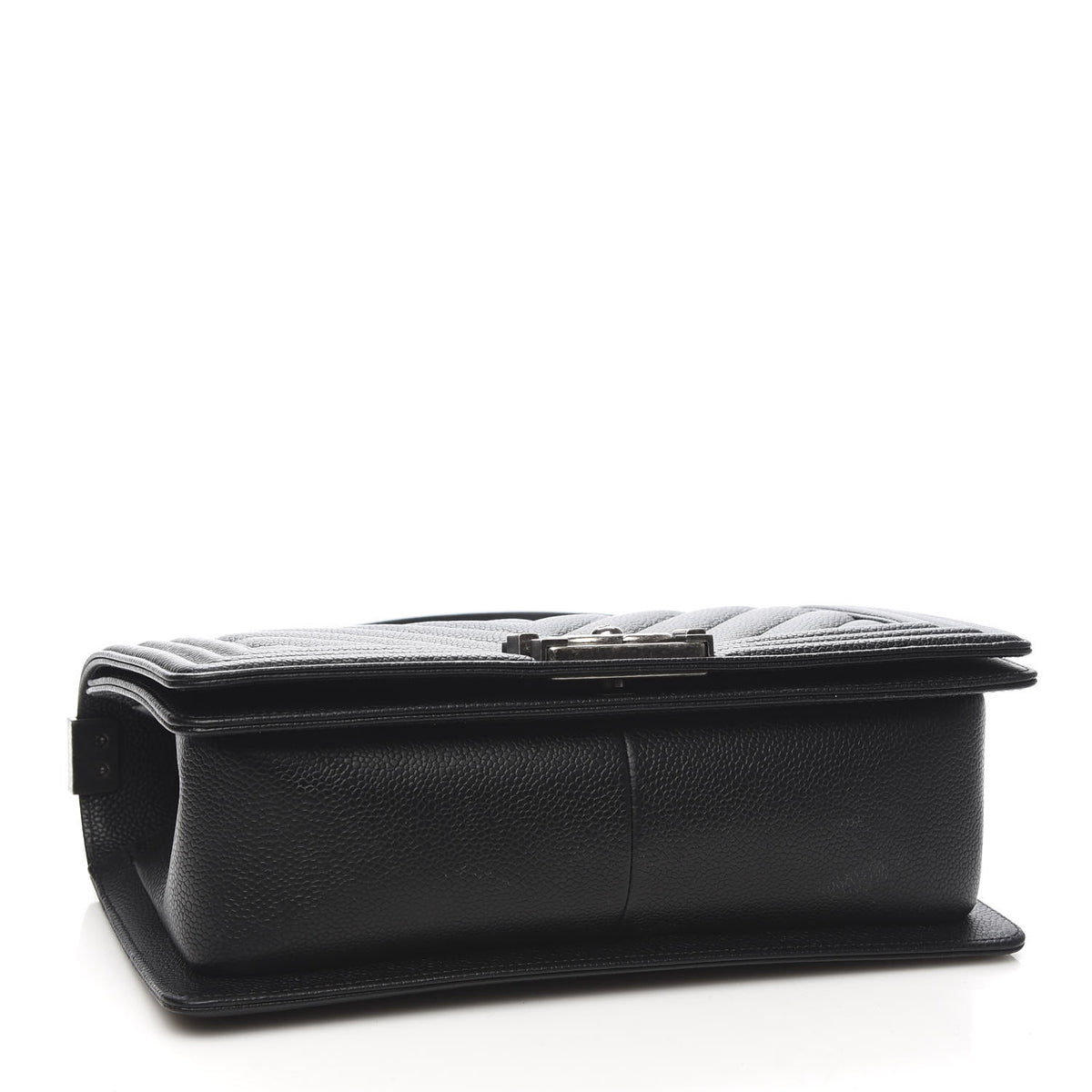 Caviar Chevron Quilted Medium Boy Flap Black
