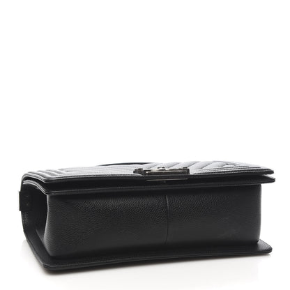 Chanel Caviar Chevron Quilted Medium Boy Flap Black 5 of 12