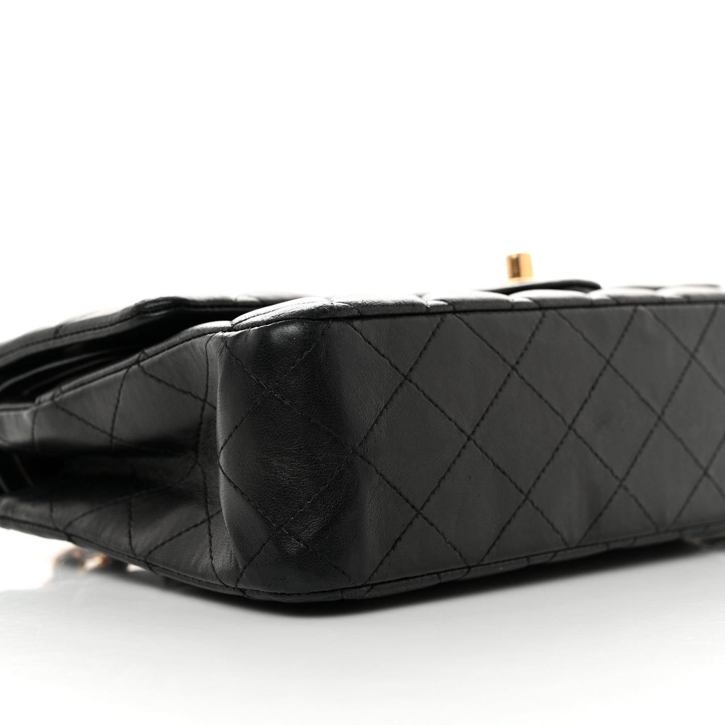 Lambskin Quilted Medium Double Flap Black