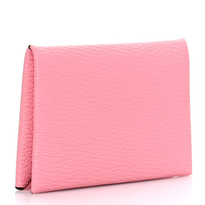 Hermes Chevre Chandra Verso Calvi Card Case Rose Confetti Brique 3 of 8