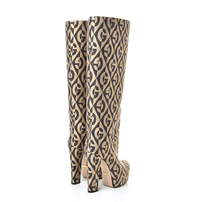 Gucci Fabric G Rhombus Print Platform Boots 35 Beige Cocoa 4 of 9