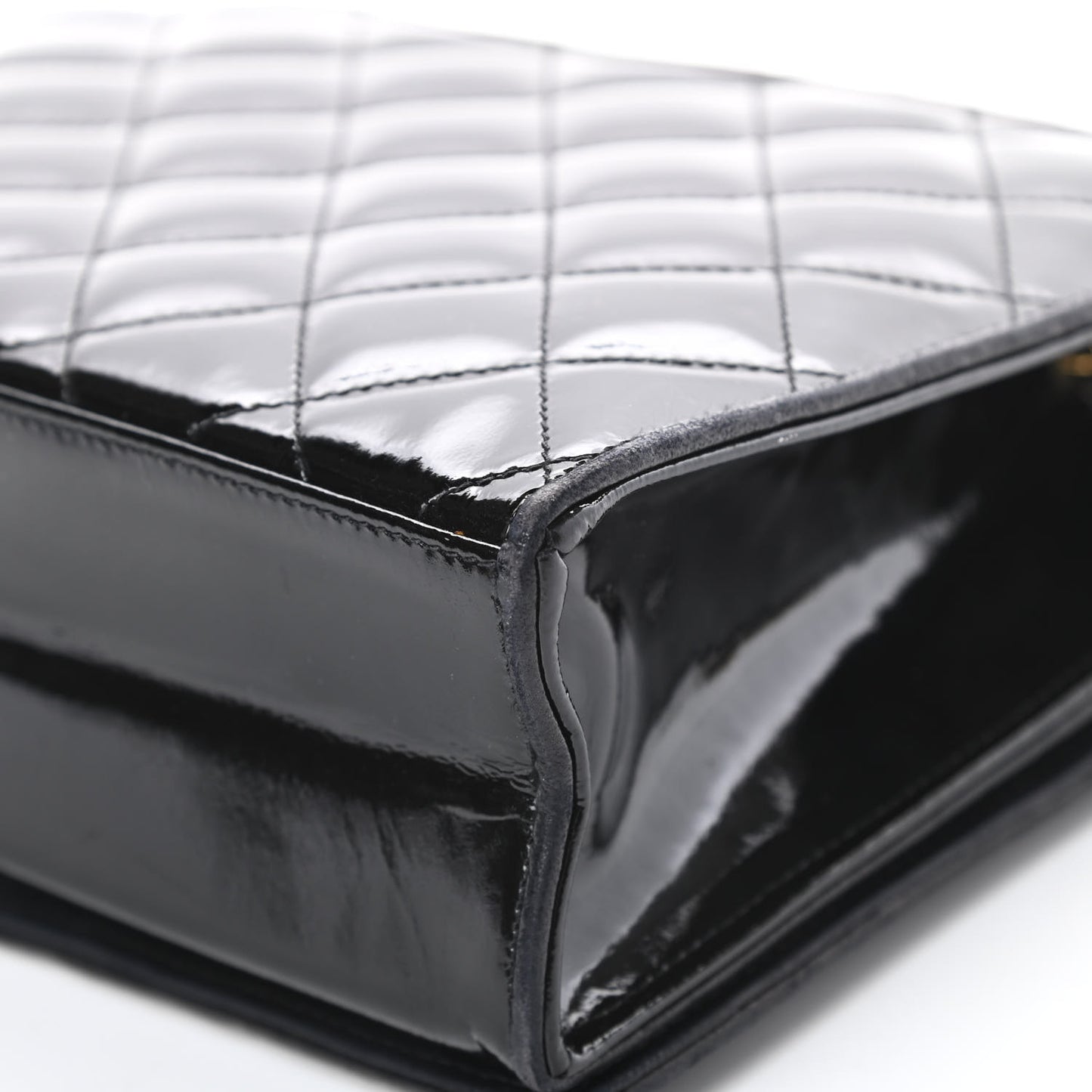 Patent Quilted Small CC Single Flap Bag Black