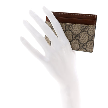 Gucci GG Supreme Monogram Calfskin Card Holder Beige Ebony Cuir 2 of 10