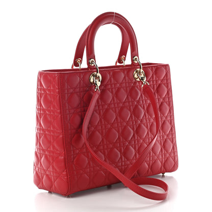 Christian Dior Lambskin Cannage Large Lady Dior Red 2 of 8
