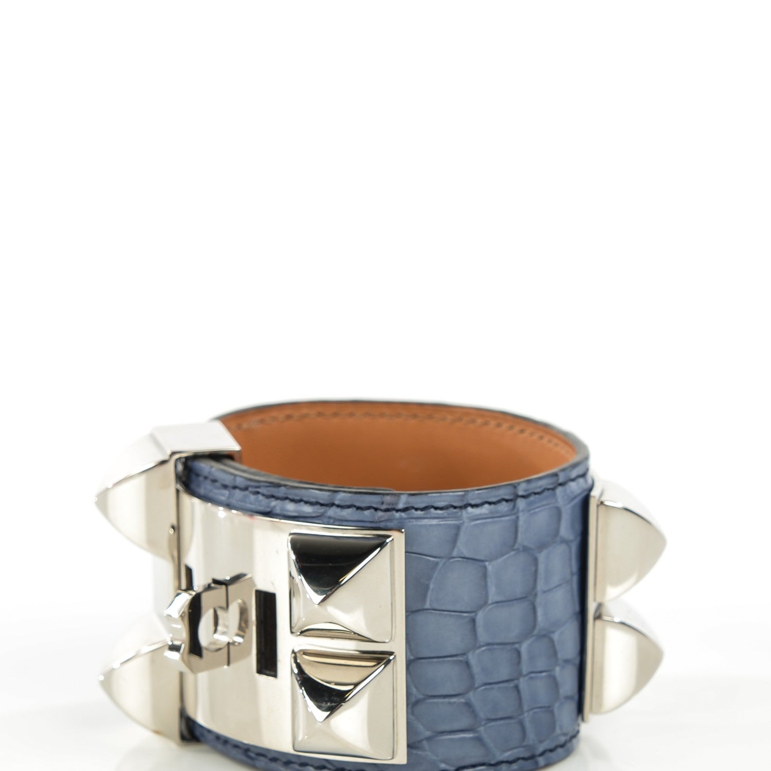 Hermes Matte Alligator Collier De Chien CDC Bracelet Brighton Bleu 3 of 7