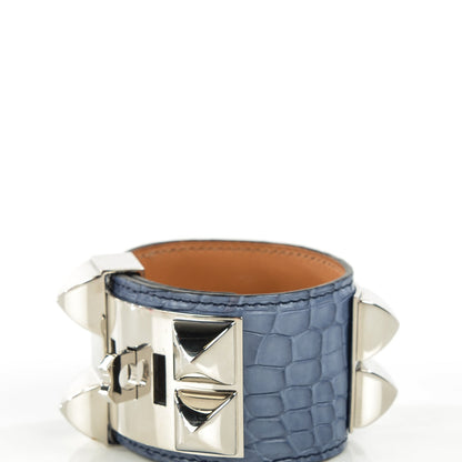 Hermes Matte Alligator Collier De Chien CDC Bracelet Brighton Bleu 3 of 7