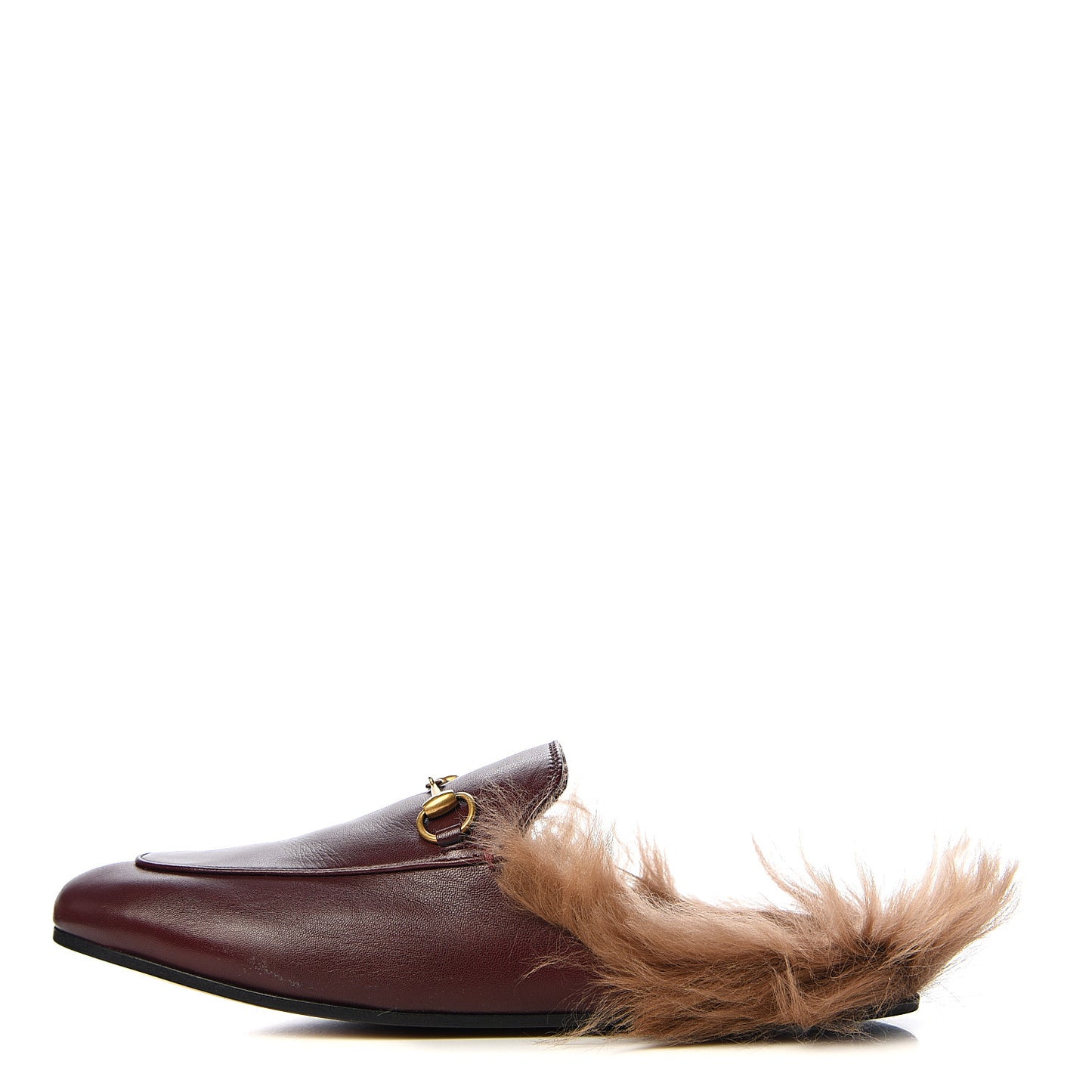 Malaga Kid Fur Womens Princetown Slippers 39.5 Vintage Bordeaux