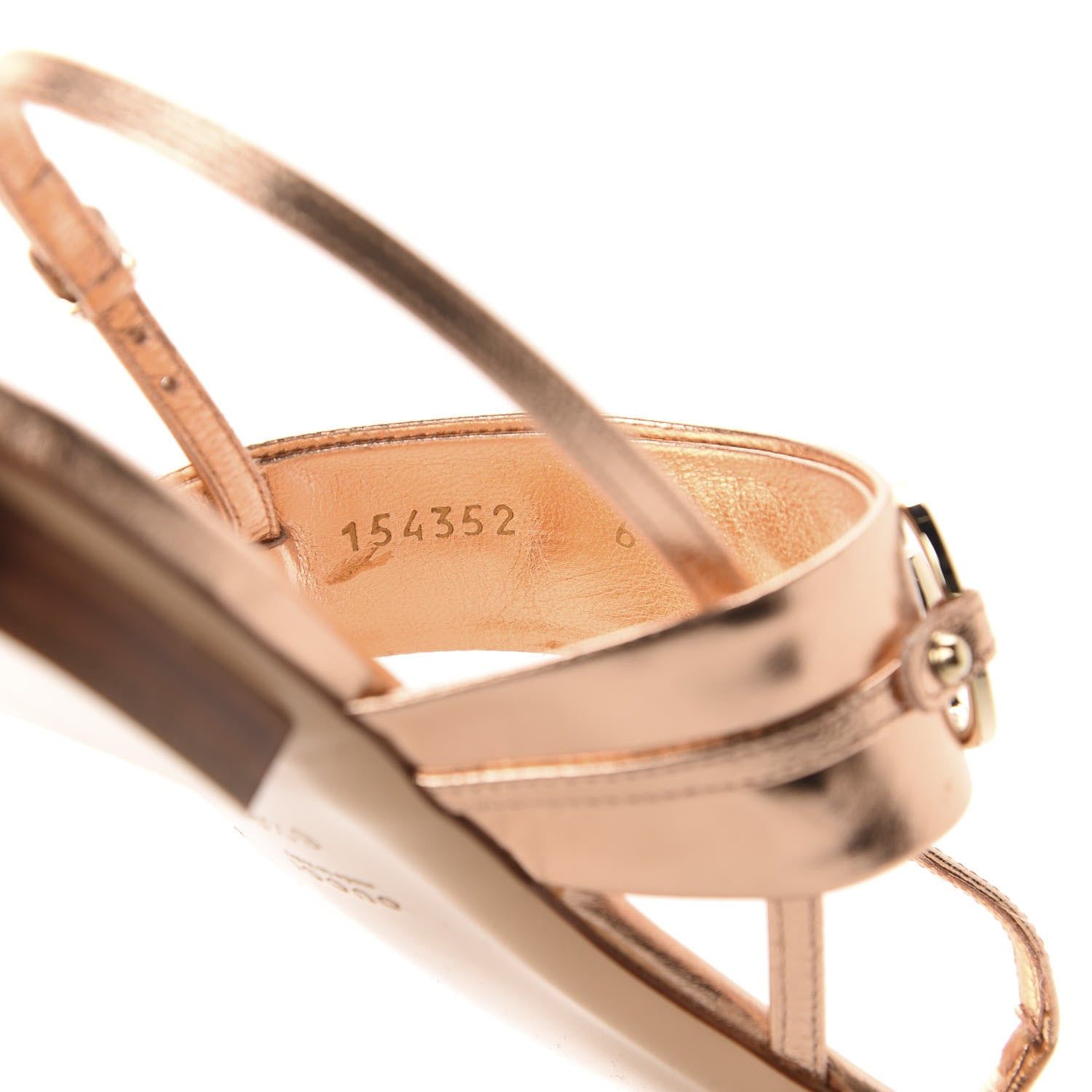 Gucci Metallic Calfskin Horsebit Thong Sandals 6.5 Rose Gold 8 of 9