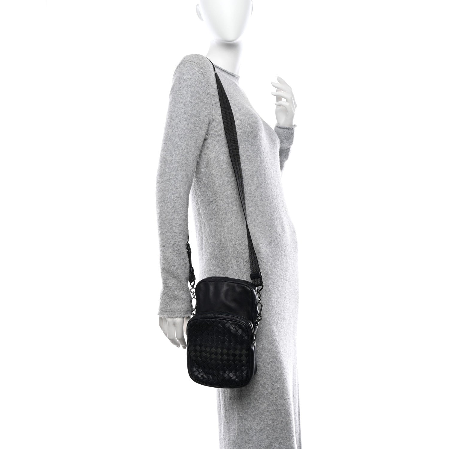 Bottega Veneta Nappa Intrecciato Crossbody Pouch Navy Black 2 of 10