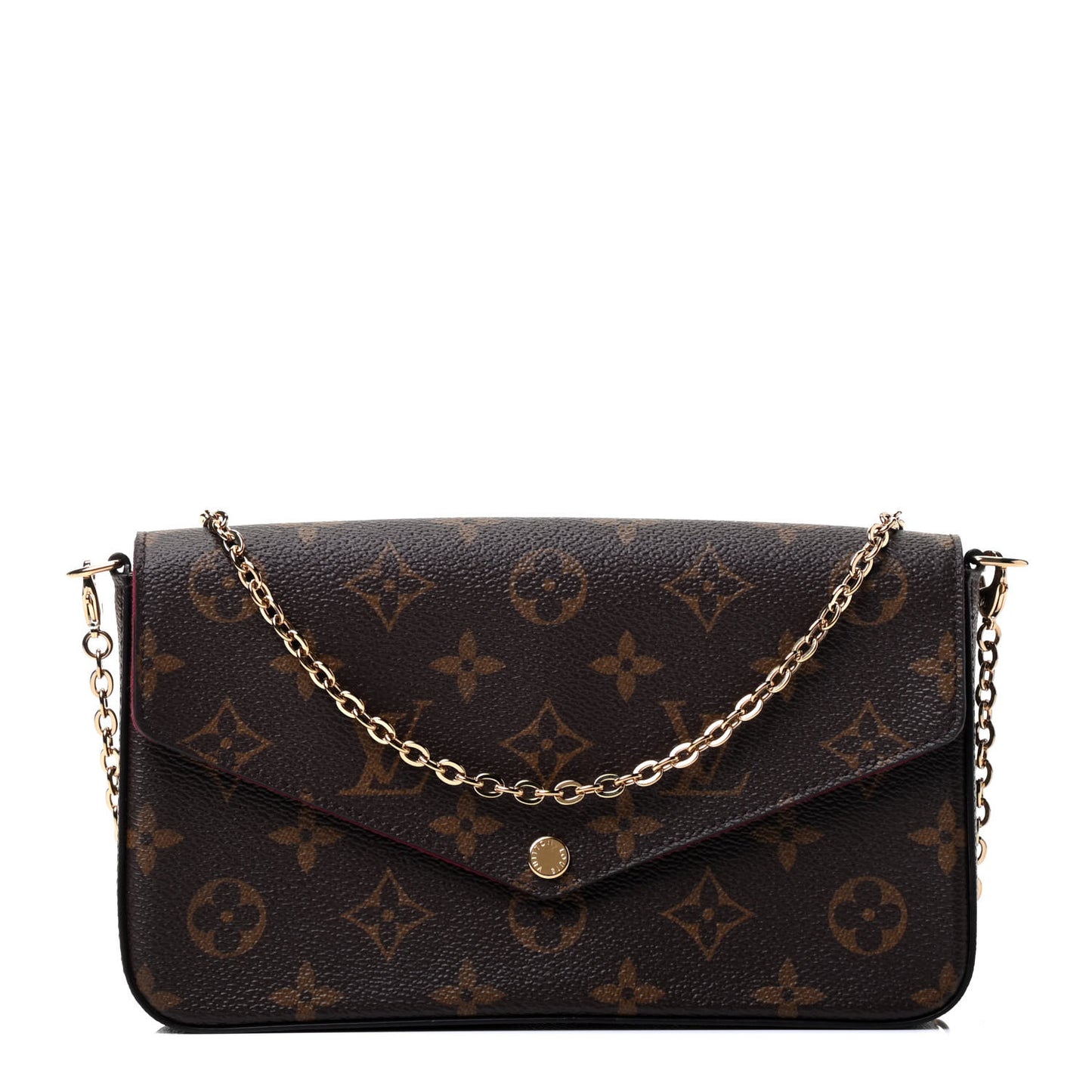 Monogram Pochette Felicie Chain Wallet Fuchsia
