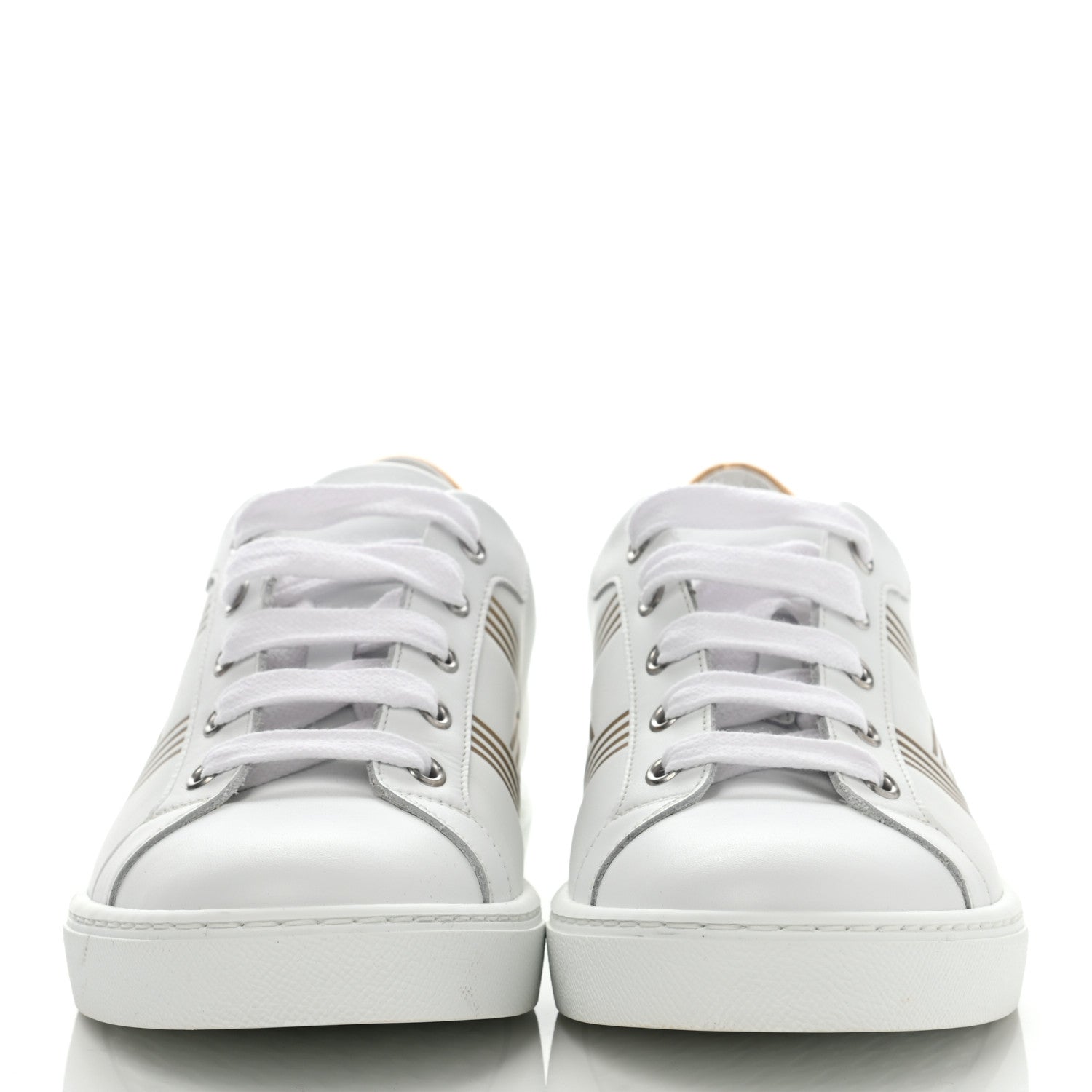 Hermes Nappa Womens Avantage Sneakers 38 White Gold 2 of 8